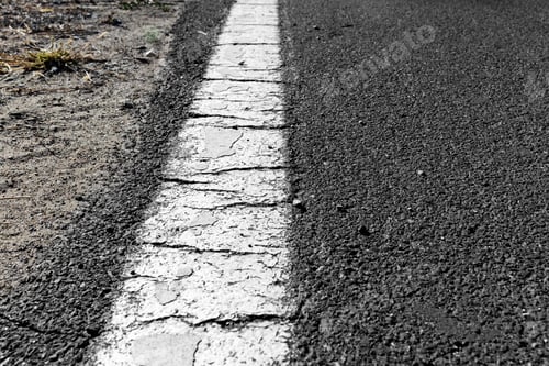 Preview: black asphalt road and white dividing lines. road texture Background. Road top view template.