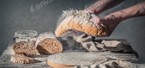 Preview: baker with flour in hand