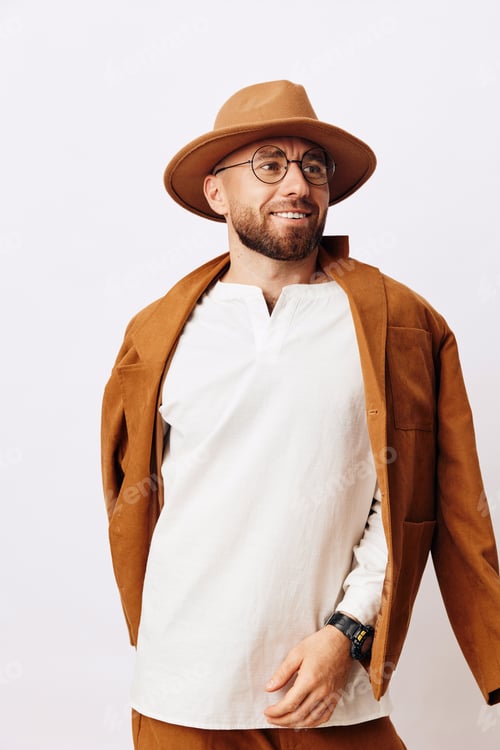 Preview: Model fashionable person handsome hat stylish portrait background men guy lifestyle adult men young
