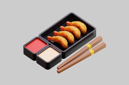 Preview: 3D Japanese Tempura Bento Box