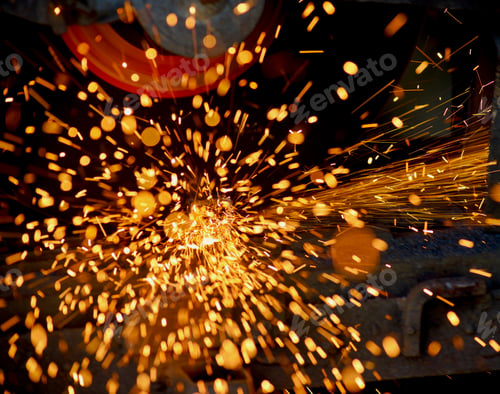 Preview: Metalworker makes sparks fly from his metal cutting power saw