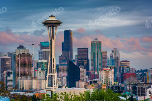 Preview: Sunset View Of The Seattle Skyline From Kerry Park, In Seattle, Washington.