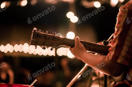 Preview: Musicians playing guitar at music festivals, lights, music, concerts, mini concerts. music festivals