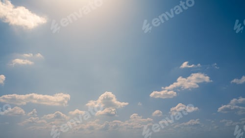 Preview: Wonderful view of cumulus clouds sky with sun light. Daylight yellow sunshine