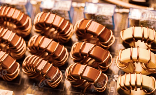 Preview: Top view close-up of color iron powder coils