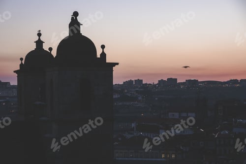Preview: Dusky view of cathedral against cityscape