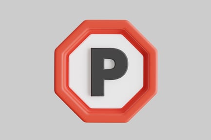 Preview: Octagonal sign with large gray letter "P"