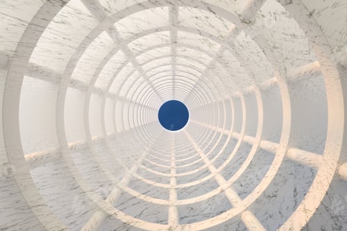 Preview: 3D Illustration. Low angle view of modern marble building. Architecture concept.
