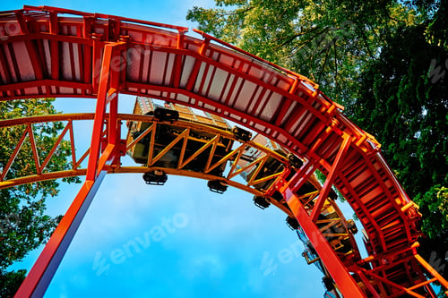 Preview: Part of roller coaster at summer day