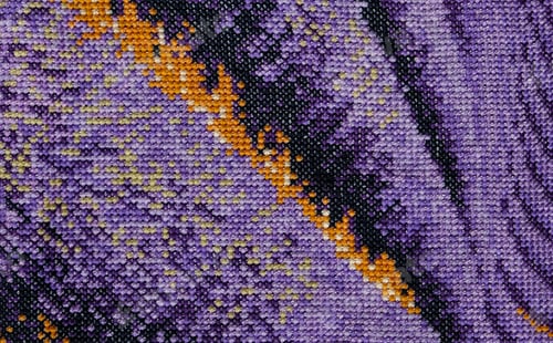 Preview: Banner. Purple, violet and brown close-up cross stitch background.