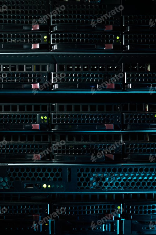 Preview: Rows of High-Tech Computer Servers in Data Center