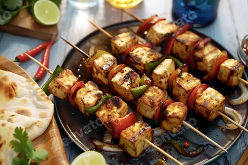 Preview: Skewers of Food on Plate on Table