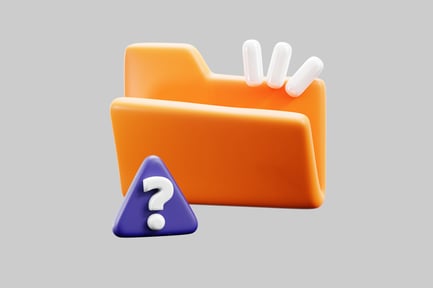 Visualização: Pasta laranja com ponto de interrogação