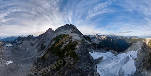 Preview: Majestic Alpine Panorama With Glacier, Peaks, and Blue Sky Over British Columbia, Canada