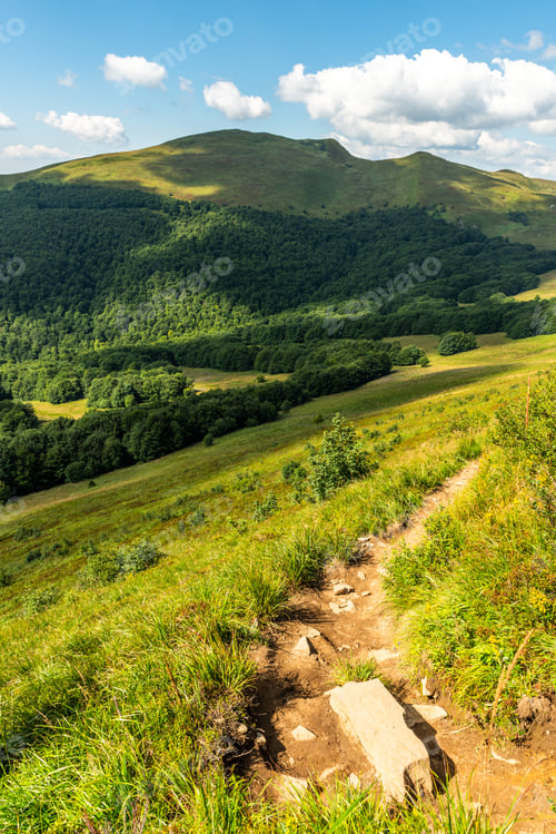 Preview: Wilderness and scenic nature and alpine landscape at summer in Bieszczady Mountains, Poland