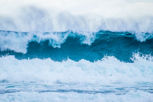 Preview: beautiful and bigs blue and green waves breaking - pacific or athlantic ocean