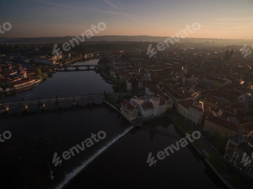 Preview: Prague panorama with Vltava river, aerial view