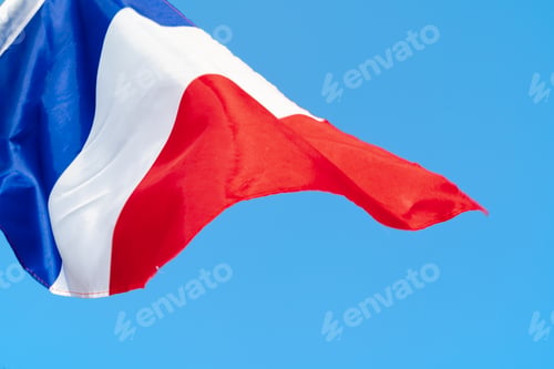 Preview: Flag of France waving in the wind in the sky