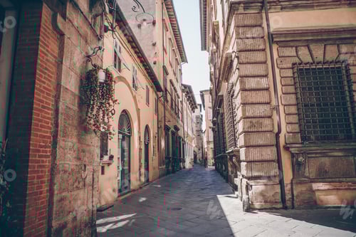 Preview: Old beautiful empty narrow streets in small city of Lucca in Italy