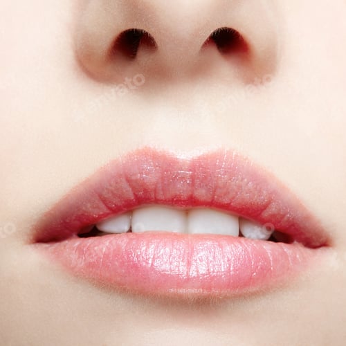Preview: Close-Up Body Part Portrait Of Beautiful Woman'S Lips Zone Make Up