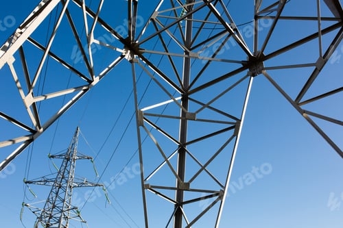 Preview: power line support with wires for electricity transmission