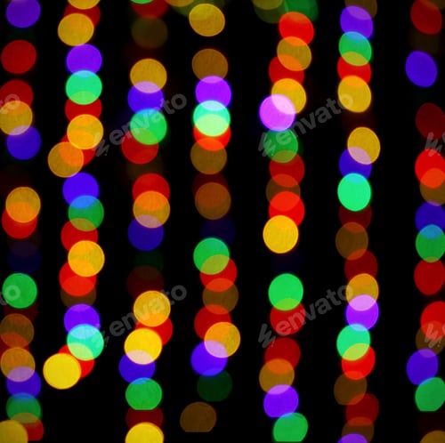 Preview: Bokeh Circles Of Different Colors Of Light On A Black Background