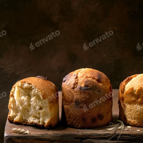Preview: Homemade traditional italian brioche wheat bread whole and half