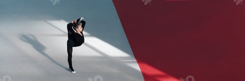 Preview: Gymnast in Stretch Pose Wide Banner