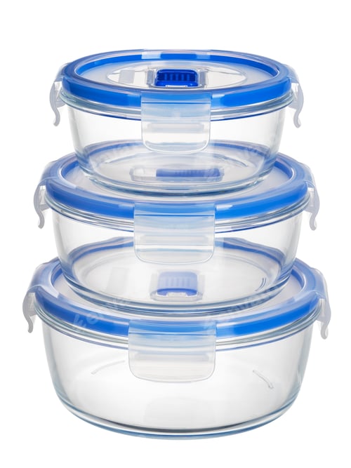 Preview: Glass container with lid isolated on white background