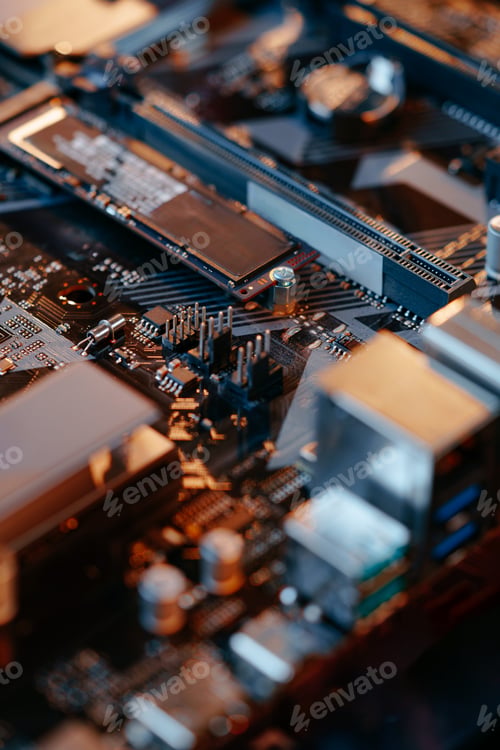 Preview: Computer part circuit board close up photo