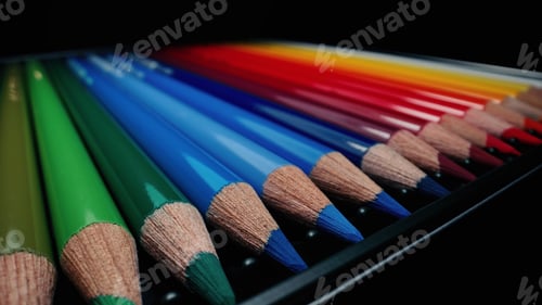 Preview: Crayons in perfect gradient row. Extreme macro shot. graphite Pencils set