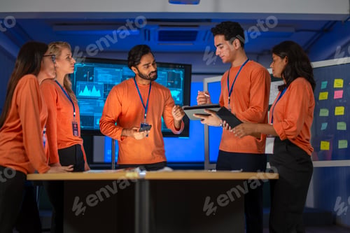 Preview: Group of employees are brainstorming for create mobile application.