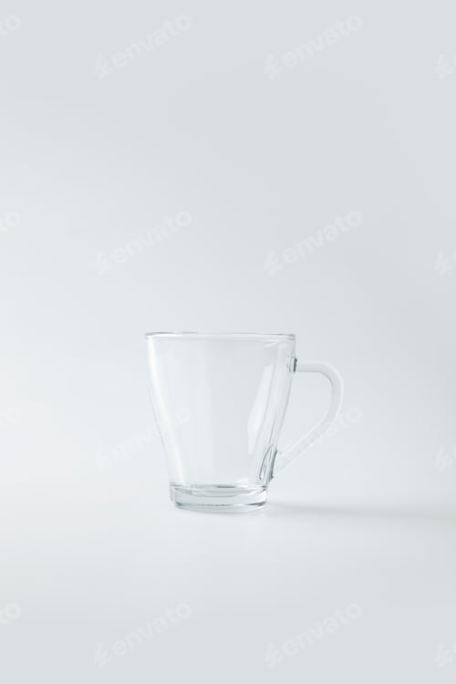 Preview: clear glass cup isolated on white