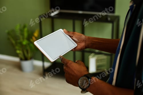 Preview: Black Man Operating Smart Home Closeup
