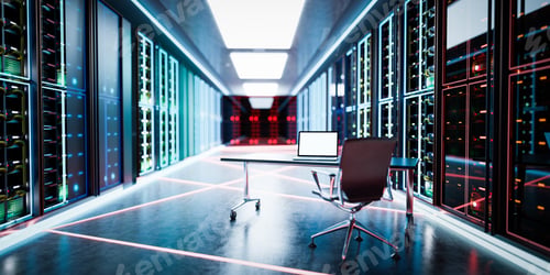 Preview: Admin computer in network server room or data center