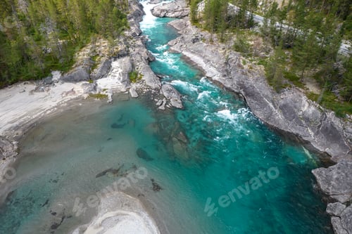 Preview: Aerial Vista of Norwegian Landscape with a River