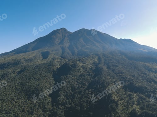 Preview: Aerial view peak of Lawu Mountain Indonesia with clear sky in the morning.
