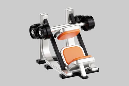 Preview: Weight bench with barbell and dumbbells