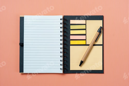Preview: Spiral notebook on a champagne background