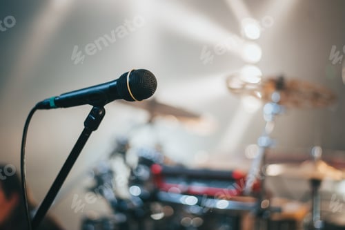 Preview: Microphone standing on a stage on a concert