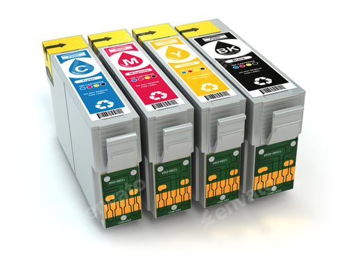 Preview: Cartridges for colour inkjet printer. CMYK.