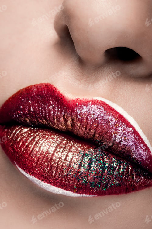 Preview: Close up lips with fashion lipstick make up
