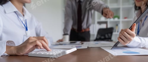 Preview: Colleague discuss business brainstorming and price charts analyze business people at the desk in
