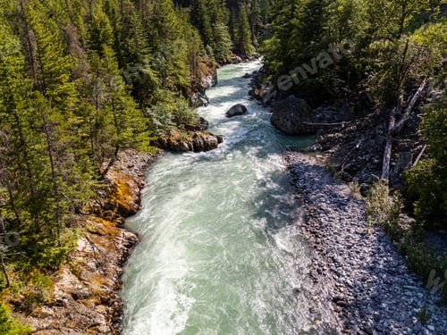 Preview: Crystal Clear River Flowing Through a Forested Valley in British Columbia