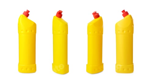 Preview: Set with cleaning products on white background