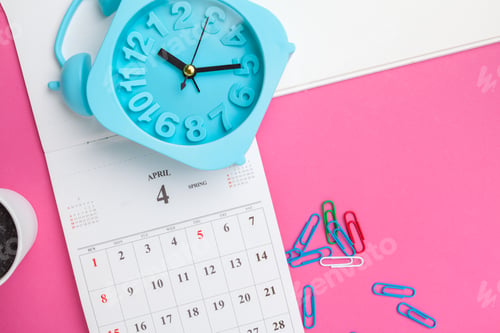 Preview: Mock up office accessories on colorful background with copy space.view from above