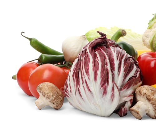Preview: Different fresh ripe vegetables isolated on white