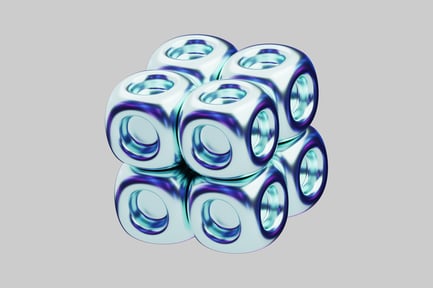 Visualização: Conjunto de cubos de metal cromado oco