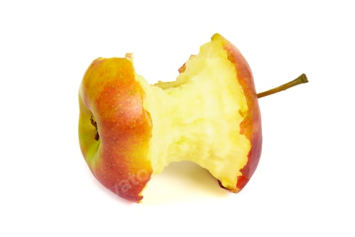 Preview: Red apple core on white background