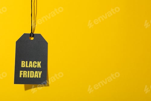 Preview: Black Friday Sale Tag on Yellow Background